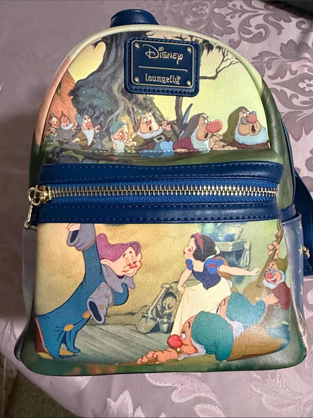 Loungefly Snow White Scene Mini Backpack – Multicolor with Navy Trim-